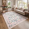 Modern Washable Living Room Rugs, Vintage Floral Non Slip Rugs, Dormitory Low Pile Stain Resistant Floor Mats - 2 of 4