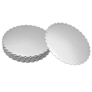 Unique Bargains Disposable Greaseproof Cardboard Scalloped Cake Platters 10 Pcs - 1 of 4