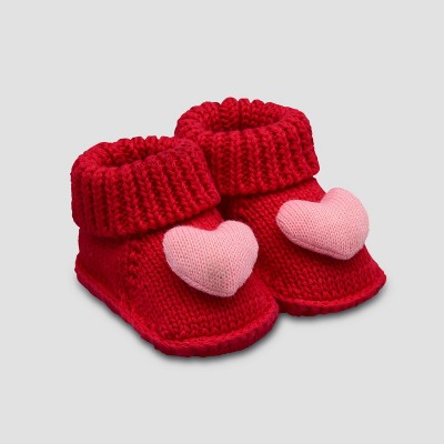 Image of Baby Girls' Knitted Heart Slippers - Just One You® made by carter's Red Newborn