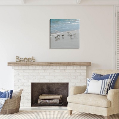 Sandpipers Flock Sandy Beach Shore Coastal Canvas Print
