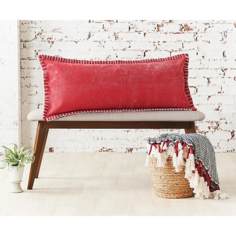 carol & frank 15" X 35" Carter Solid Tomato Red Cotton Decor Throw Pillow, 2 of 6