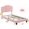 Twin Bed Frame Upholstered Platform with Headboard, Velvet Fabric Wrap, Non-Slip and Noise-Free,No Box Spring Needed - 2 of 4