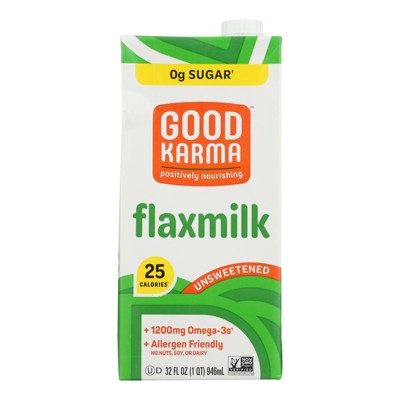 Good Karma Unsweetened Flax Milk - Case of 6/32 oz