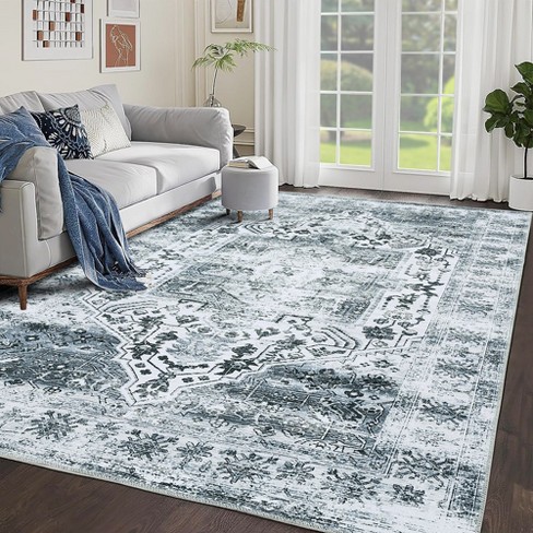 Vintage Rug Soft Oriental Floral Printed Carpet Washable Rug Living Room Bedroom Rug - image 1 of 4