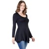 Womens Long Sleeve Solid Color Swing Style Flared Tunic Top - 24seven Comfort Apparel™ - 2 of 4