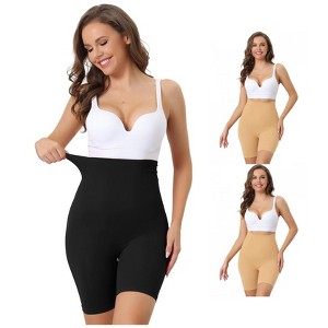 INSPIRE CHIC Women's High-Waisted Breathable Comfortable Stretchy Slimming Tummy Control Panties 3 Packs - 1 of 4