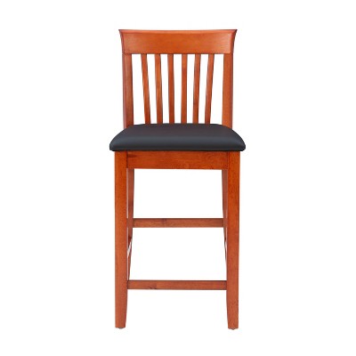 Torino 24" Dark Cherry Wood Counter Stool with Faux Leather Seat