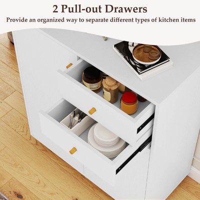 Costway Kitchen Sideboard Buffet Cabinet with 2 Drawers, 2 Doors and 3 Adjustable Shelves — фото 7