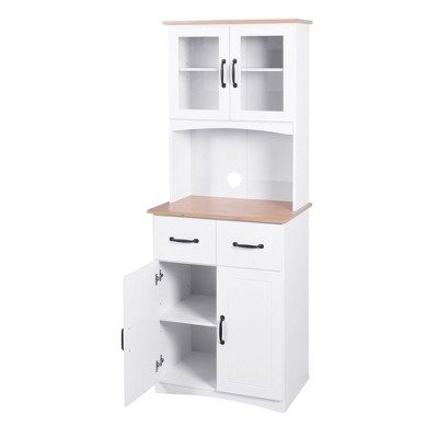 NicBex Tall Kitchen Pantry Storage Cabinet with Microwave Oven Countertop and 2 Drawers for Dining Room,Bathroom,Kitchen
