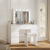 Makeup Vanity Desk with Mirror and Lights, Makeup Table Set with Cushion Stool, Brightness Adjustable Dressing Table with 4 Drawers for Bedroom - 2 of 4