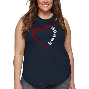 LA Pop Art Meow Heart - Women's Word Art Tank Top - 1 of 4