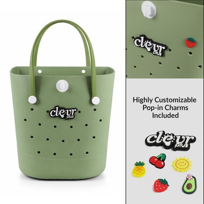ClevrPlus Convertible Beach Tote Backpack Waterproof Sandproof EVA Rubber Pool Bag Green — фото 5
