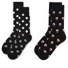 MeMoi Men's 2 Pair Pack Cashmere Crew Socks Black-Black 10-13 - 3 of 4