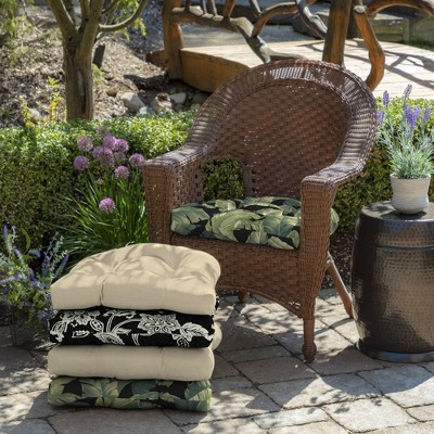 Onyx Cebu Outdoor Wicker Chair Cushions, 2-Pack, Green Leaf Print