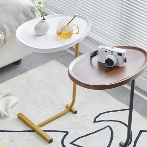 Okak Modern C-Shaped Side Table Couch Tray Table for Sofa End Tables with Metal Frame Slide Outdoor/Indoor for Bed in Living Room & Bedroom - 1 of 4