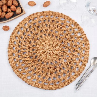 Rustic Charm Beige Seagrass Round Placemats, Set of 4
