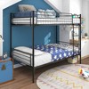 VASIP Twin-Over-Twin Bunk Bed with Metal Frame and Ladder, Space-Saving Design,Black - 2 of 4