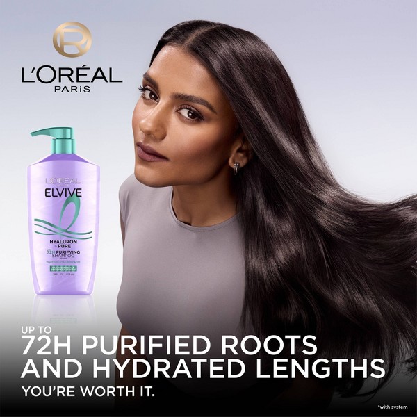 L'Oreal Paris Elvive Hyaluron Pure Champú Purificante para Cabello Graso - 28 fl oz: Limpieza Básica, Líquido, Champús para Cabello 4