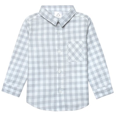 Gerber Infant Boys' Woven Collard Button Down Plaid Shirt - Gray Plaid ...