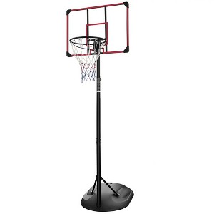 NAYSAYE Basketball Hoop Portable Height Adjustable from 7.5FT to 9.2FT with Stable Base for Indoor Outdoor Use, Black and Red, 32"*23"*110" - 1 of 4