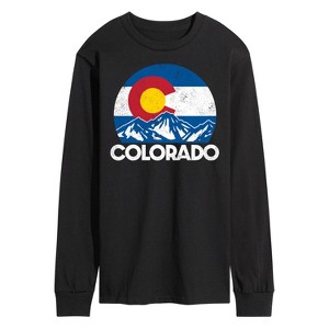 Men's - Instant Message - Retro Colorado Flag Mountains Long Sleeve Graphic T-Shirt - 1 of 4