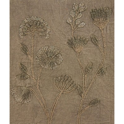 Taupe Floral Embroidered Cotton Table Runner