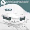 5-Pack 36oz 3-Compartment Glass Meal Prep Containers with Lids, Airtight - 2 of 4