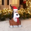 Gemmy Christmas Airblown Inflatable Whimsey Dog w/Antlers, 3.5 ft Tall, Brown - 2 of 3