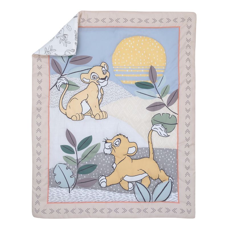 Disney Lion King Leader of the Pack Taupe and Green 3 Piece Nursery Mini Crib Bedding Set - Comforter and Two Fitted Mini Crib Sheets, 2 of 6