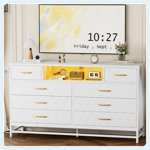 8-Drawer Dresser with LED, Power Outlet & TV Stand Function, Modern Storage Cabinet - 1 of 4