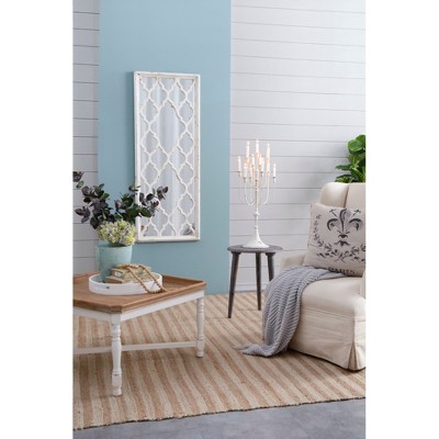 Runesay White 24" x 60" Distressed Floor Mirror, Full Body Mirror