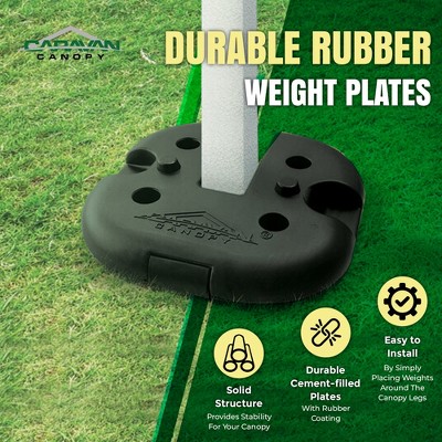 Black Rubber Coated Cement Canopy Weight Plates, Set of 4