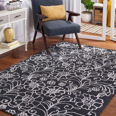 Marbella Black and Ivory Floral Hand Tufted Area Rug, 3' x 5'