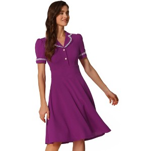 INSPIRE CHIC Women's Elegant Ruffled Peter Pan Collar Dresses - 1 of 4