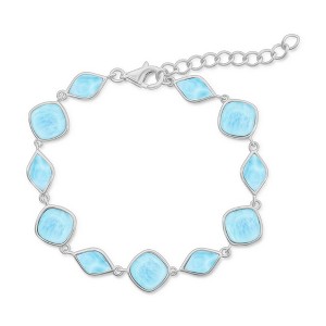 Caribbean Treasures Sterling Silver, Multi-Shaped Link Bracelet - Larimar - Blue 6.5+1 Inch - 1 of 2