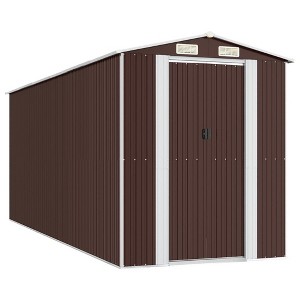 vidaXL Garden Shed Dark Brown Galvanized Steel 75.6 x 205.5 x 87.8 in - 1 of 4