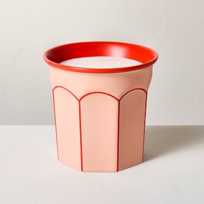 Arch Embossed Ceramic Berry Leaf and Lemon Jar Candle Coral 12oz - Hearth & Hand™ with Magnolia