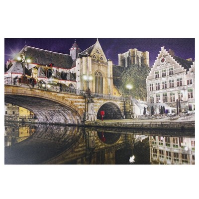 Northlight LED Lighted Famous St. Michael's Bridge and Church in Ghent, Belgium Canvas Wall Art 15.75" x 23.5"