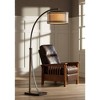 Franklin Iron Works Gentry Industrial Rustic Farmhouse Arc Floor Lamp 71 1/2" Tall Oil Rubbed Bronze Oatmeal Drum Shade for Living Room Reading Office - 2 of 4