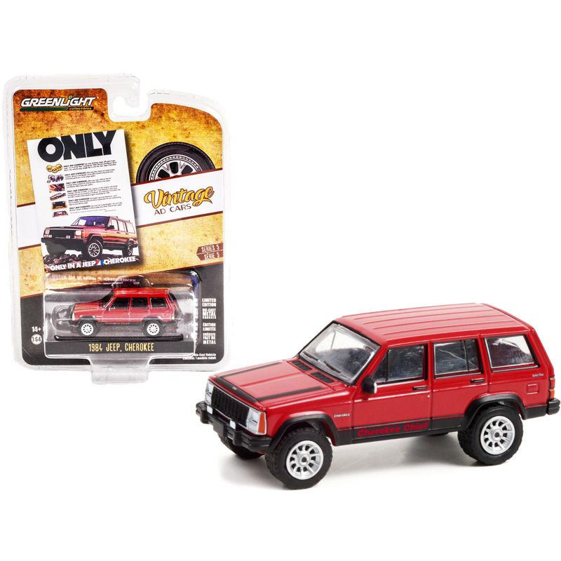 1984 Jeep Cherokee Chief Red with Black Stripes "Vintage Ad Cars" Series 5 1/64 Diecast Model Car by Greenlight, 1 of 4