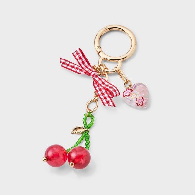 Gingham Bow and Cherry Handbag Charm - A New Day™ Red