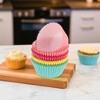 Unique Bargains Four-Color Assorted Disposable Baking Cups Greaseproof Paper Green Yellow Pink Rose Red 1.97"x1.18" 100 Pcs - 2 of 4