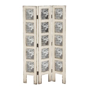 Farmhouse Chinquapin Wood Rectangle Room Divider Screen White - Olivia & May - 1 of 4