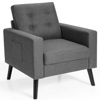 Modern Accent Armchair Upholstered Single Sofa Chair w/ 2-Side Pockets Navy\Beige\Grey