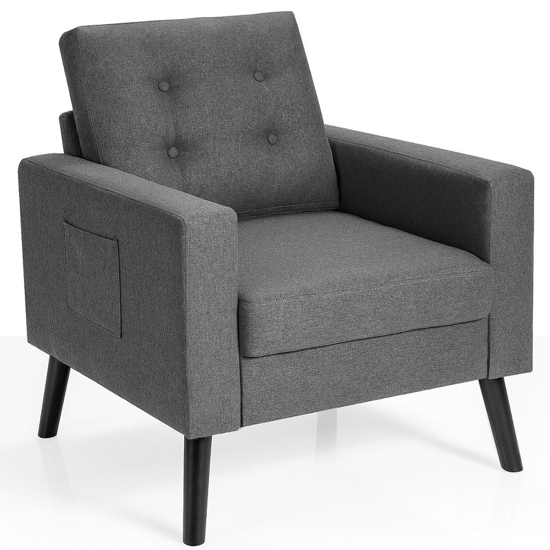 Modern Accent Armchair Upholstered Single Sofa Chair w/ 2-Side Pockets Navy\Beige\Grey, 1 of 13