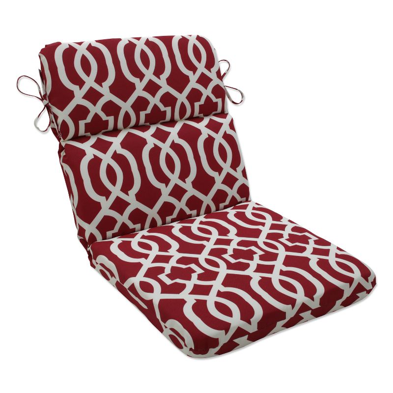Outdoor Rounded Chair Cushion - Red/White Geometric - Pillow Perfect, 1 of 6