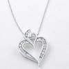 Pompeii3 10K White Gold 1/2Ct TW Real Diamond Heart Pendant Necklace 1" Tall - 4 of 4