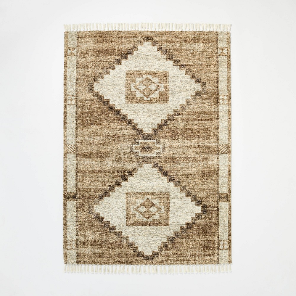 Photos - Doormat 5'x7' Double Medallion Persian Style Rug Tan - Threshold™ designed with St