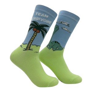 Crazy Dog Women's Team Herbivore Socks Funny Sarcastic Dino Graphic Novelty Footwear for Ladies - 1 of 4