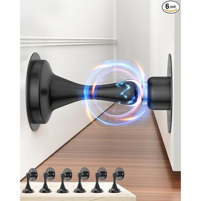 DOMETOUR Magnetic Door Stoppers 6 Pack – Heavy Duty Door Holder Stops Stainless Steel, Wall/Floor Mount, No Drill Adhesive & Screws, Keep Door Open